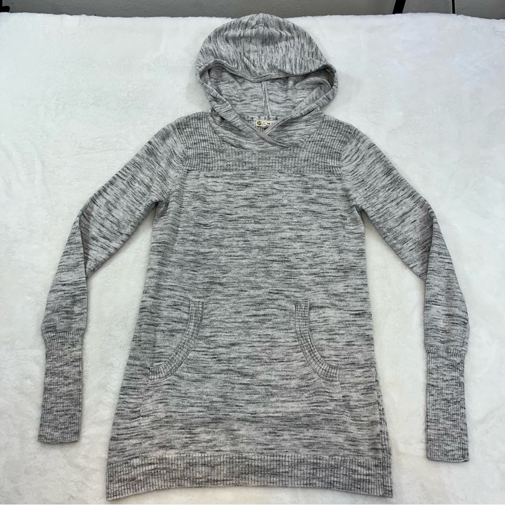 Anthropologie AKINI Knit Sweater Womens‎ Sz XS Grey Cotton Hooded W/ Pocket
